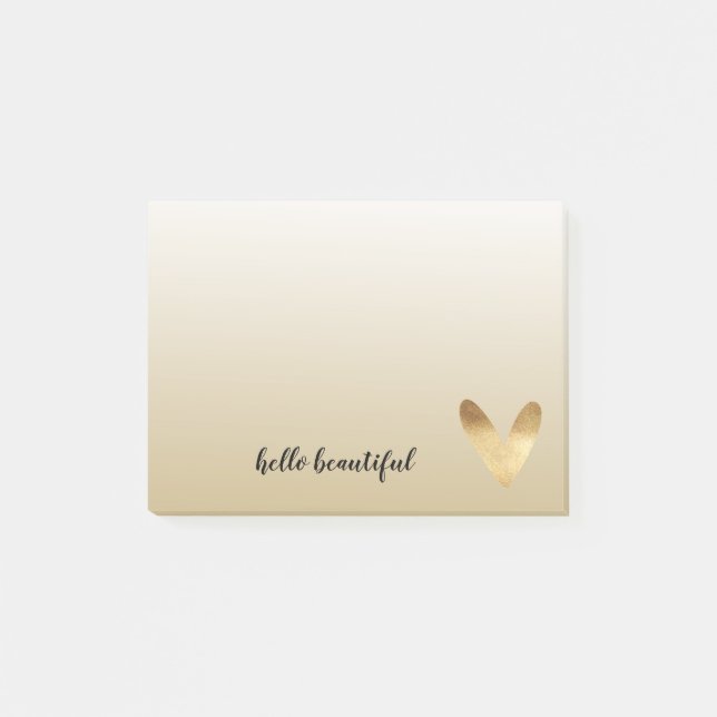 Gold Ombre Heart Post-it Klebezettel (Vorderseite)
