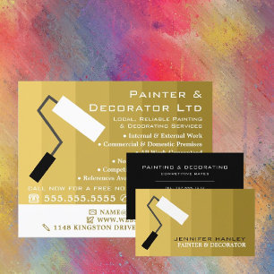 Gold Ombre & Paint Roller, Maler & Dekorator Visitenkarte