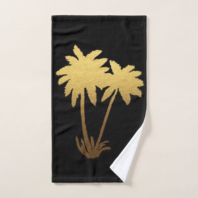 Gold Ombre Palm Trees auf Schwarz Handtuch (Handtuch)