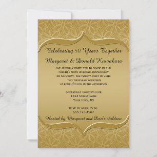 Gold on Gold Daisies Verziert Frame 50 Jahre alt Einladung