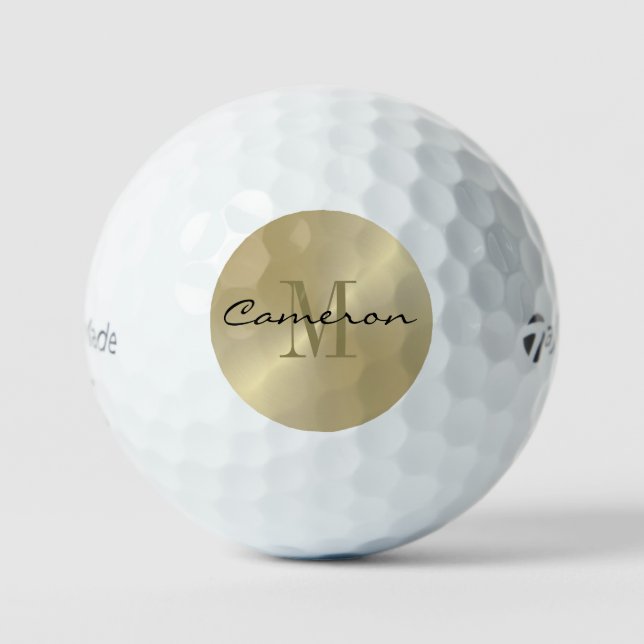 Gold On Gold Initial und Name Personalisiertes Ges Golfball (Vorderseite)