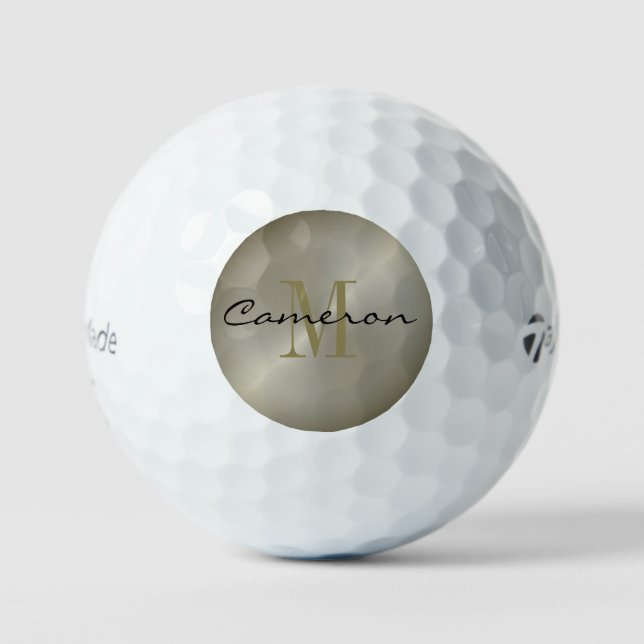 Gold On Silver Initial and Name Personalized Gift Golfball (Vorderseite)
