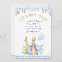 Gold One Blue Floral Peter Rabbit 1. Geburtstag