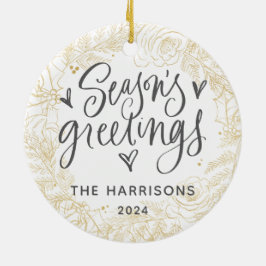 Gold One Foto Saison Grüße doppelt Seite Keramik Ornament