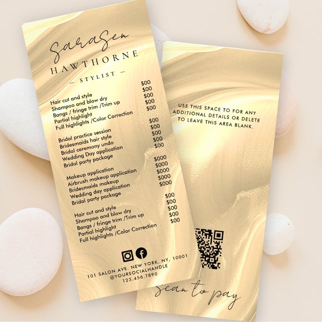 Gold Opal Preisliste Holographic Scan Pay QR Code Werbekarte (Von Creator hochgeladen)