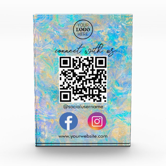 Gold Opal Verbindung mit QR Code Social Media Fotoblock (Vorderseite)