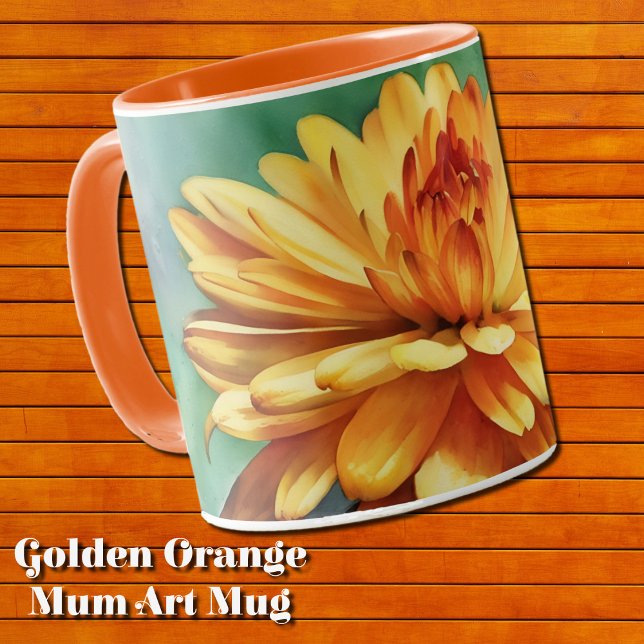 Gold Orange Blume Mum Art Tasse Cup (Golden Orange Mum Art Mug)