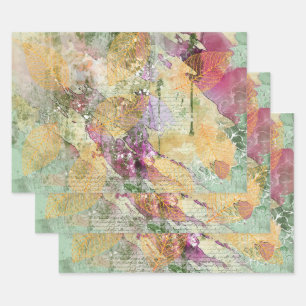 Gold Orange Fall Leaf Blätter auf Vintager Decoupa