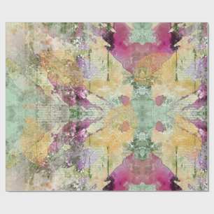 Gold Orange Fall Leaf Blätter auf Vintager Decoupa Geschenkpapier