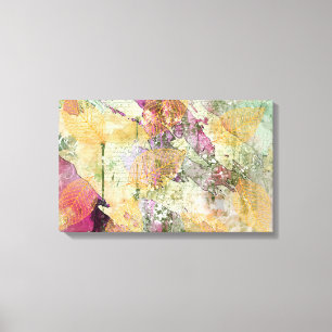 Gold Orange Fall Leaf Blätter auf Vintager Decoupa Leinwanddruck