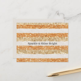 Gold Orange Glitter Cream Streifen Funkeln & Glänz Postkarte