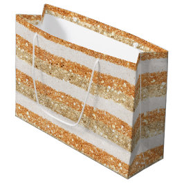 Gold Orange Glitter Cream Streifen Geburtstag Große Geschenktüte
