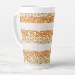 Gold Orange Glitter Cream Streifen  Milchtasse