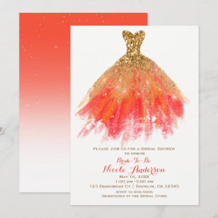 Gold Orange Glitzer Glam Dress Fall Brautparty Einladung