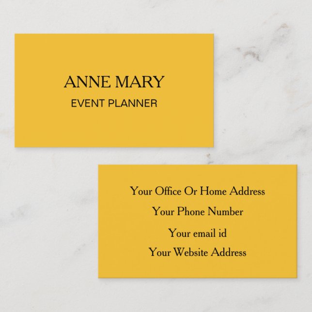 Gold Orange Golden Black Colorful Event Planner Visitenkarte (Vorne/Hinten)