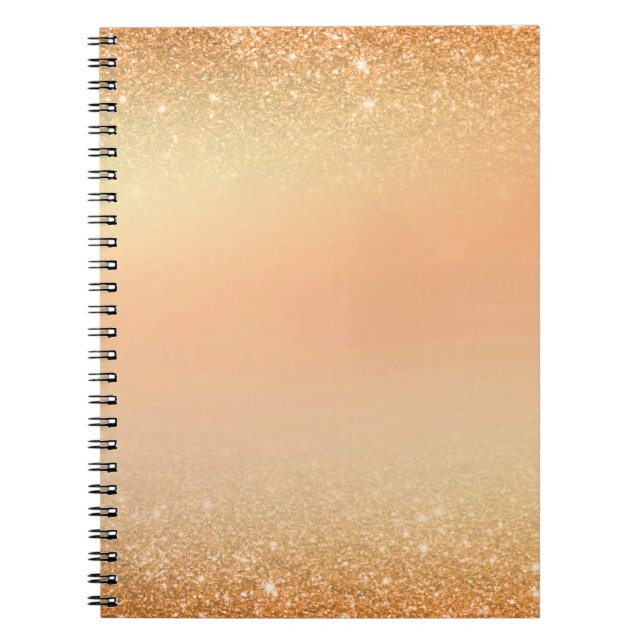 Gold & Orange Notebook with Sparkle Glam Aesthetic Notizblock (Vorderseite)