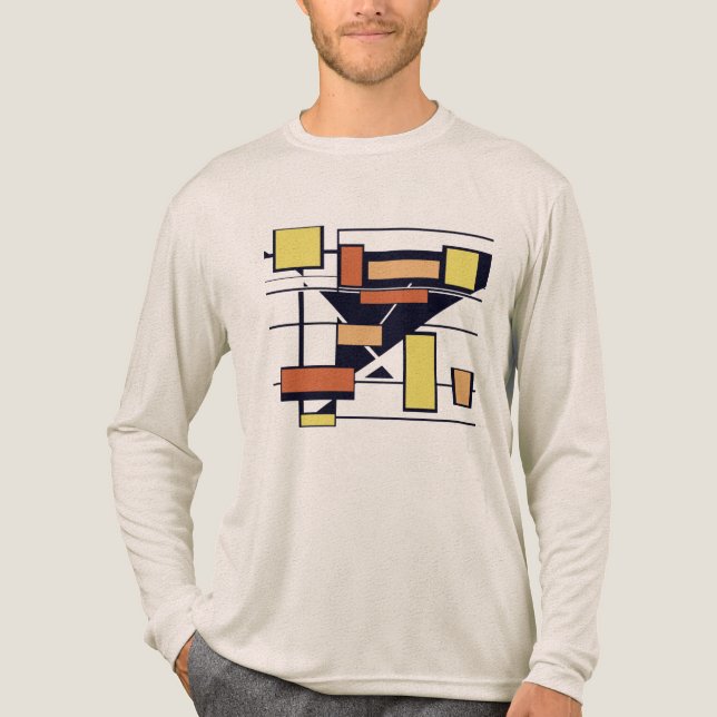 Gold Orange Rust Black Geometric Art in Boxen Tri-Blend Shirt (Vorderseite)