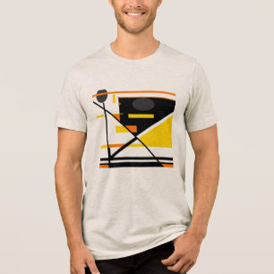 Gold Orange Schwarzes zeitgenössisches abstraktes Tri-Blend Shirt