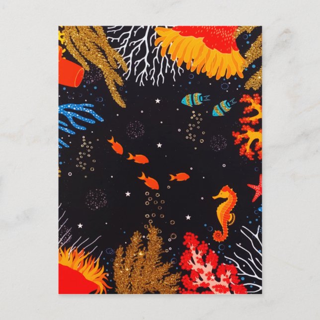 Gold Orange Tropical Summer Ocean Underwater Postkarte (Vorderseite)