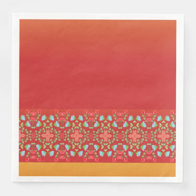 Gold Orange und Rot Serviette (Vorderseite)