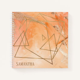 Gold Orange Watercolor Abstrakt Name Typografie Notizbuch