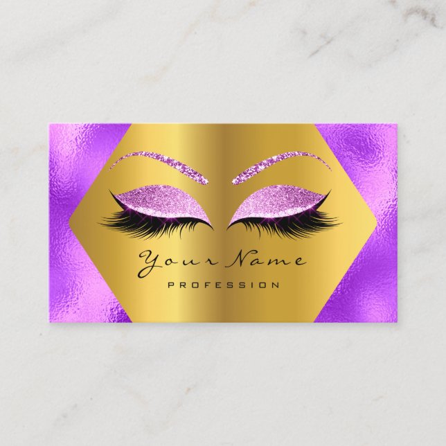 Gold Orchid Glitzer Makeup Artist Lashes Lila Visitenkarte (Vorderseite)