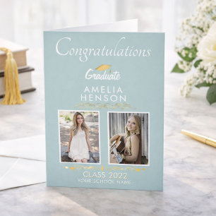 Gold Ornament Absolvent 2 Foto Abschlussfeier Karte