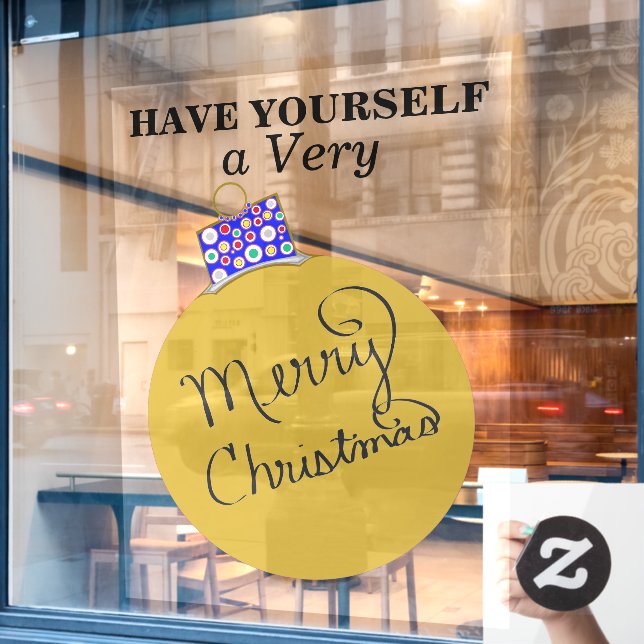 Gold Ornament Ball Frohe Weihnachten Fensteraufkleber (Café-Fenster)