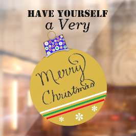 Gold Ornament Ball Frohe Weihnachten Rot Grün Fensteraufkleber