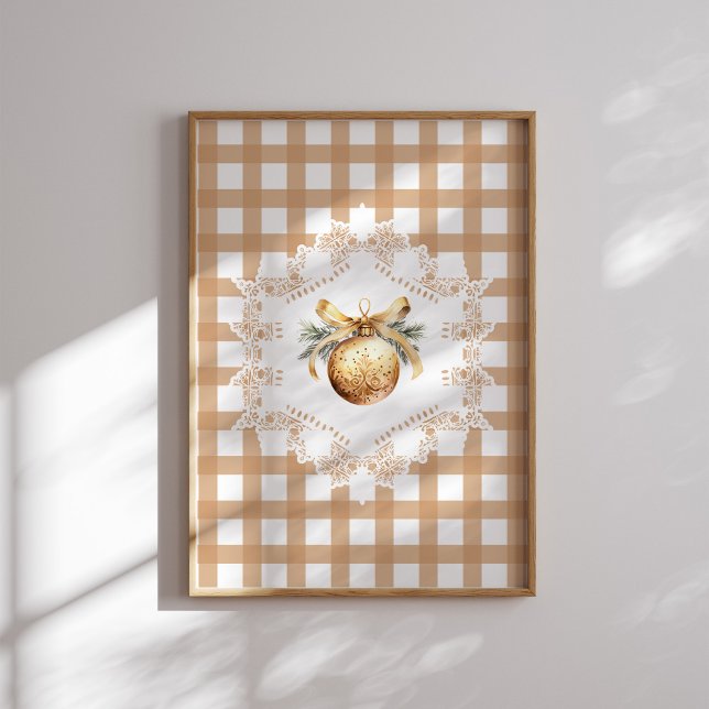 Gold Ornament Gingham Christmas Poster (Von Creator hochgeladen)