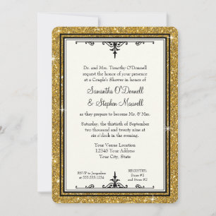Gold Ornament Glitzer Striping Classic Elegante Einladung