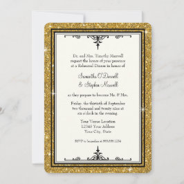 Gold Ornament Glitzer Striping Classic Elegante Einladung