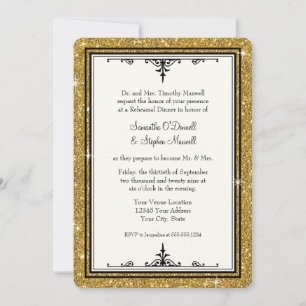 Gold Ornament Glitzer Striping Classic Elegante Einladung