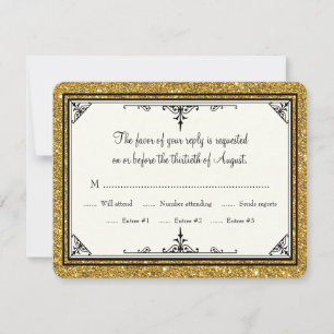 Gold Ornament Glitzer Striping Classic Elegante RSVP Karte
