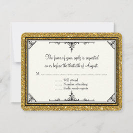 Gold Ornament Glitzer Striping Classic Elegante RSVP Karte