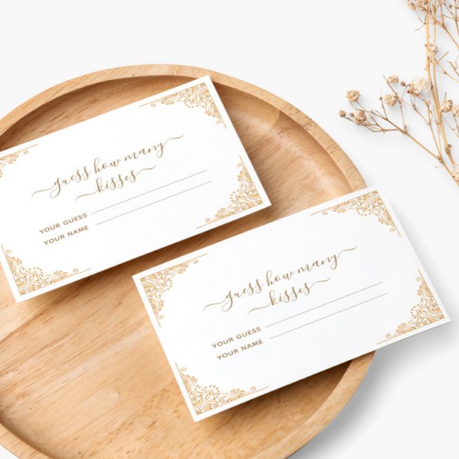 Gold Ornament Guess Wie viele Kisses Bridal Spiel Begleitkarte (Von Creator hochgeladen)