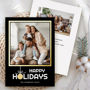 Gold Ornament Happy Holidays Foto Weihnachten Gold Folien Feiertagskarte