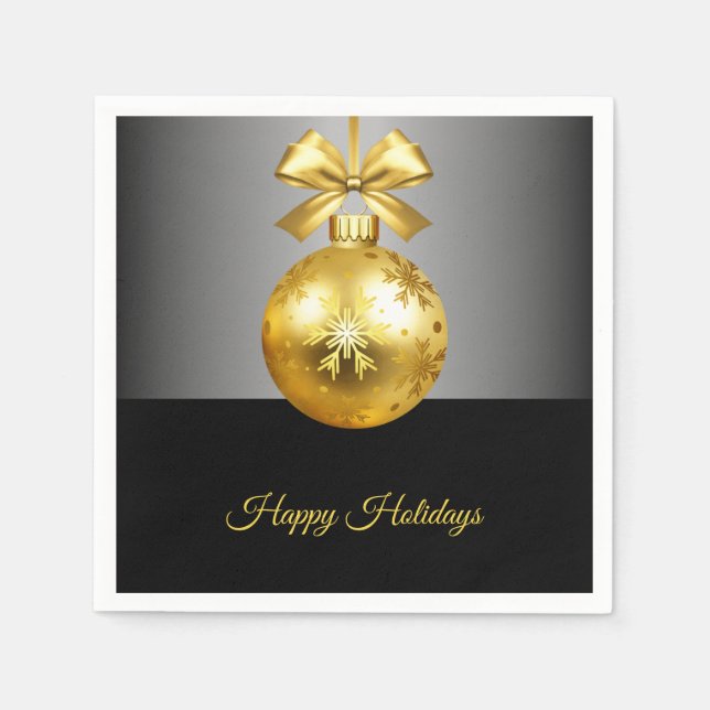 Gold Ornament Holiday Paper Napkin Serviette (Vorderseite)
