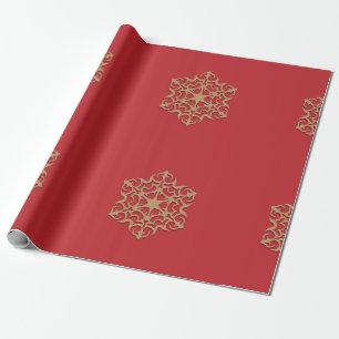 Gold Ornament on Red Geschenkpapier