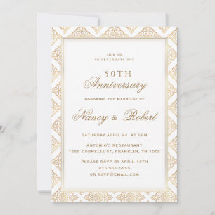 Gold Ornament Rahmen 50. Hochzeitstag Einladung