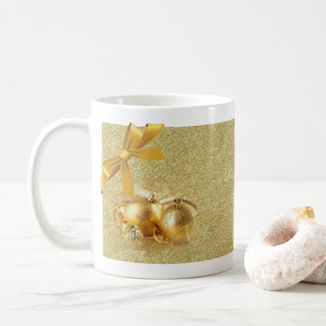 Gold-Ornament Weihnachtszeit-Tasse Kaffeetasse (Mit Donut)