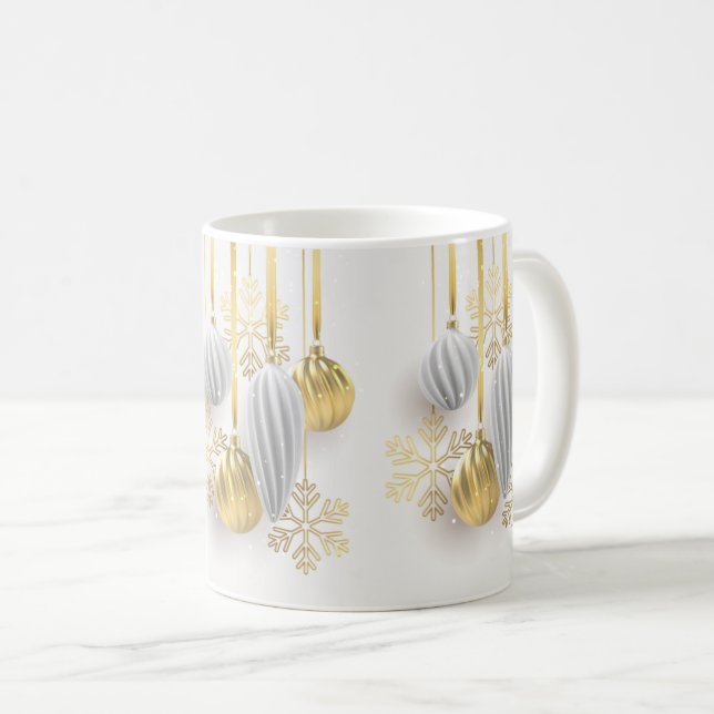 Gold Ornamente Weihnachten Kaffeetasse (VorderseiteRechts)