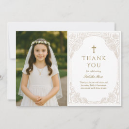 Gold Ornate Communion Thank You Card Einladung