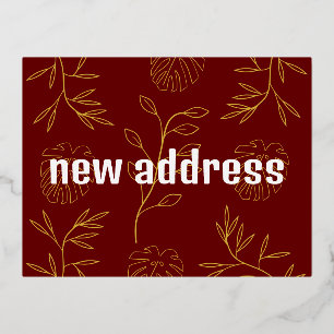 Gold Out Red Floral Wir bewegen neue Zuhause Movin Folien Feiertagspostkarte