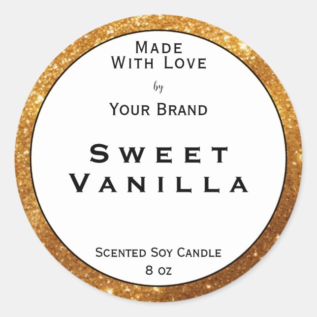 Gold Oval aus Liebe-Produktverpackungsschild Runder Aufkleber (Vorderseite)