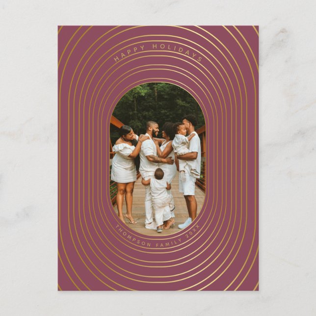 Gold Oval Frame Custom Foto Family Weihnachten (Vorderseite)