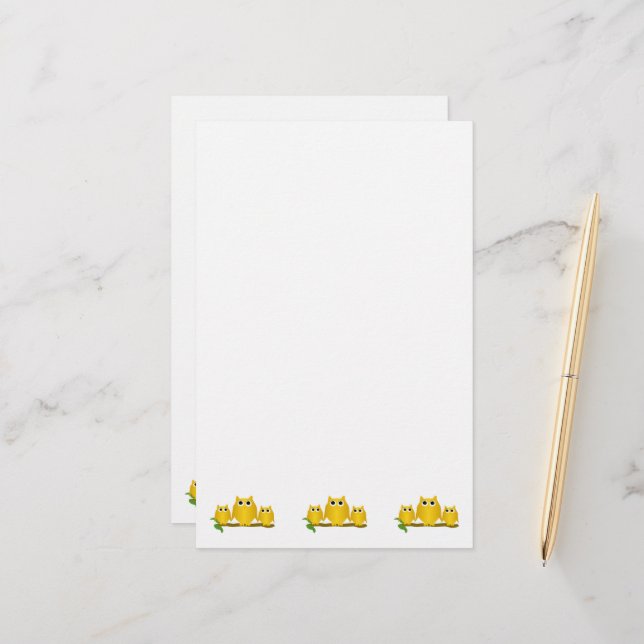 Gold Owls Design Briefpapier (Vorderseite/Rückseite Beispiel)