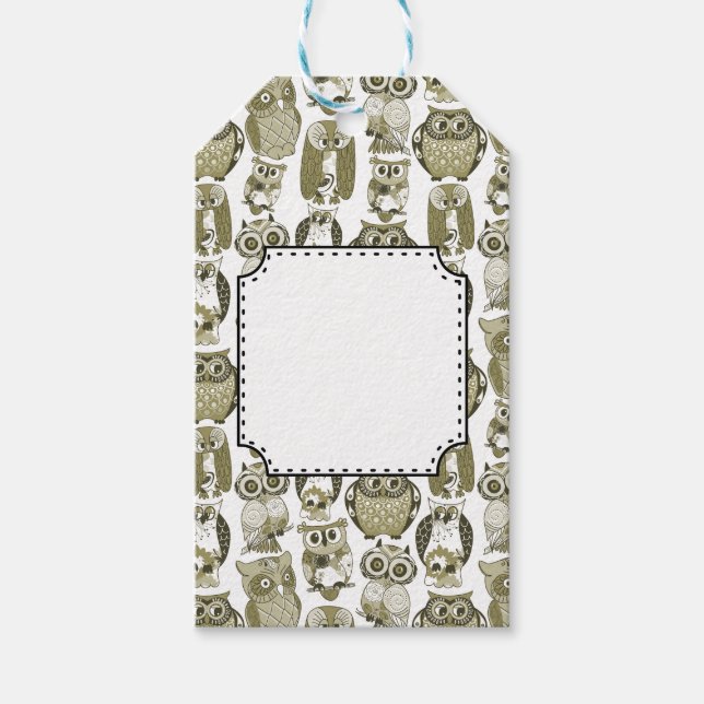 Gold Owls Geschenkanhänger (Vorderseite)