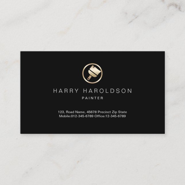 Gold Paint Brush Icon Painter Business Card Visitenkarte (Vorderseite)