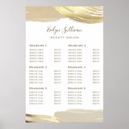 Gold Paint Brush Strokes Preisliste Poster